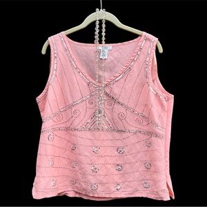 20a Style Flapper Art Deco Inspired Sleeveless Pink Peach Top Tank